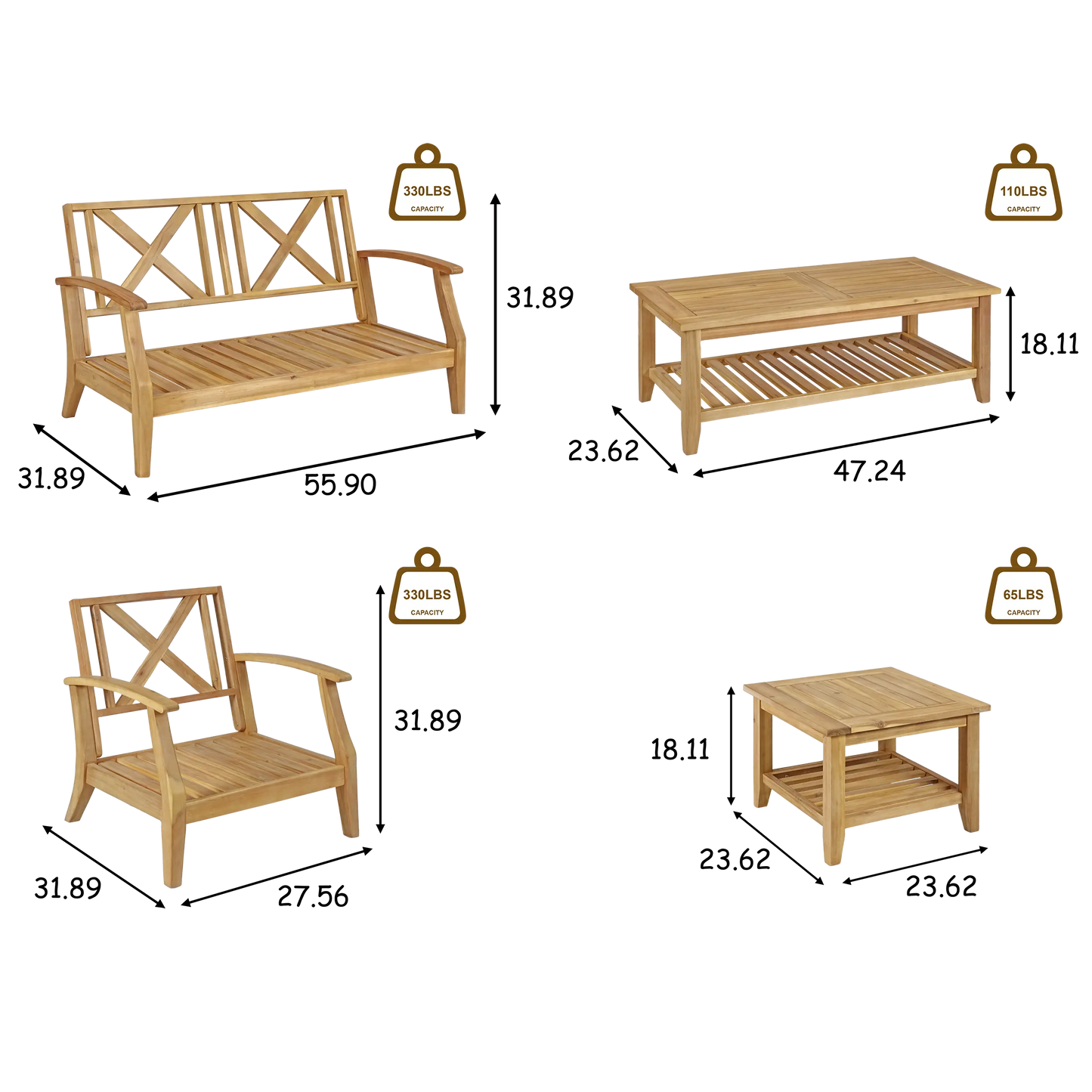 5 PCS Fair Oak Set